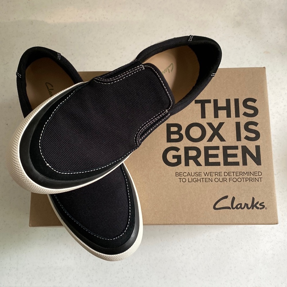Clarks Black Canvas Loafers NWT